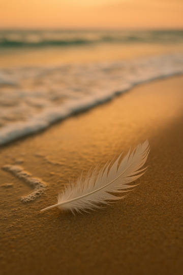 Feder am Strand – Motiv für hochsensibel sein